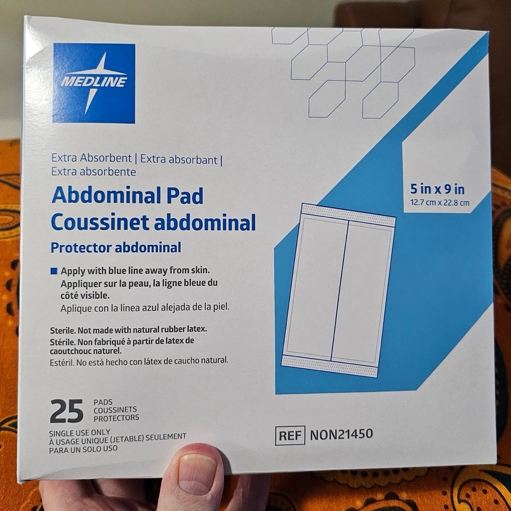 MedLine 5”x9” Abdominal (“ABD”) Pads For Wound Care, Box of 25 (min 2 boxes)